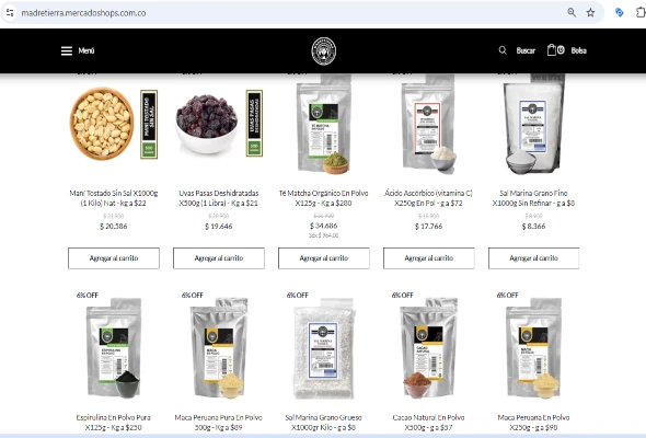 mostrar un ejemplo de una tienda online creada usando la tecnología de mercado shops mercado libre